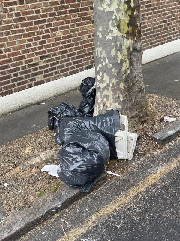 Large black bags with unknown contents dumped close to front door-58 South Esk Road, Forest Gate, London, E7 8EY