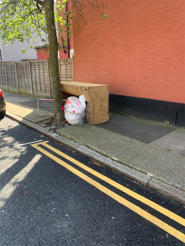 Rubbish blocking pavement -2 Langdon Road, East Ham, London, E6 2QB
