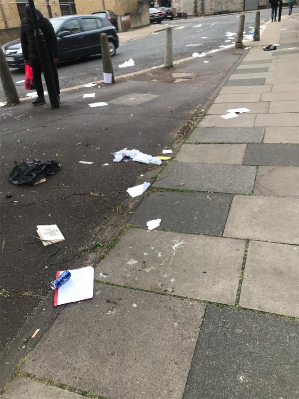 Paper all over the street -40 Queens Road, Upton Park, London, E13 9AY