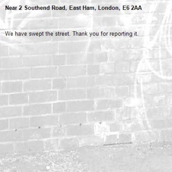 We have swept the street. Thank you for reporting it.-2 Southend Road, East Ham, London, E6 2AA