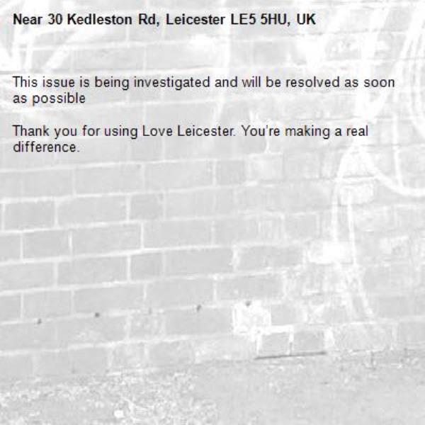 This issue is being investigated and will be resolved as soon as possible

Thank you for using Love Leicester. You’re making a real difference.
-30 Kedleston Rd, Leicester LE5 5HU, UK