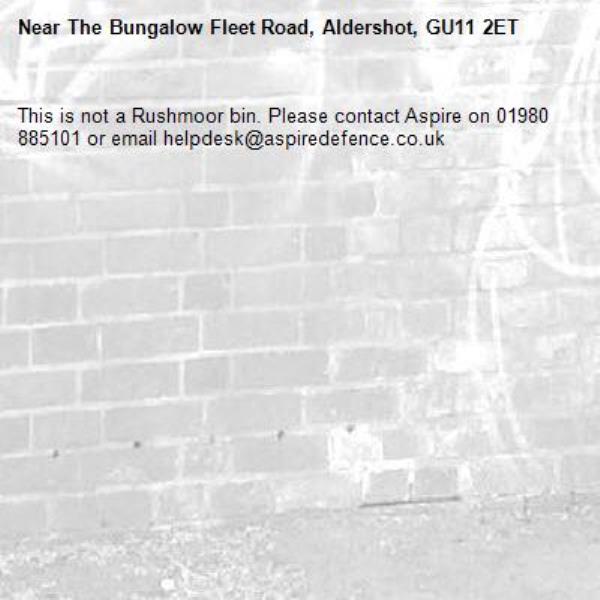This is not a Rushmoor bin. Please contact Aspire on 01980 885101 or email helpdesk@aspiredefence.co.uk-The Bungalow Fleet Road, Aldershot, GU11 2ET