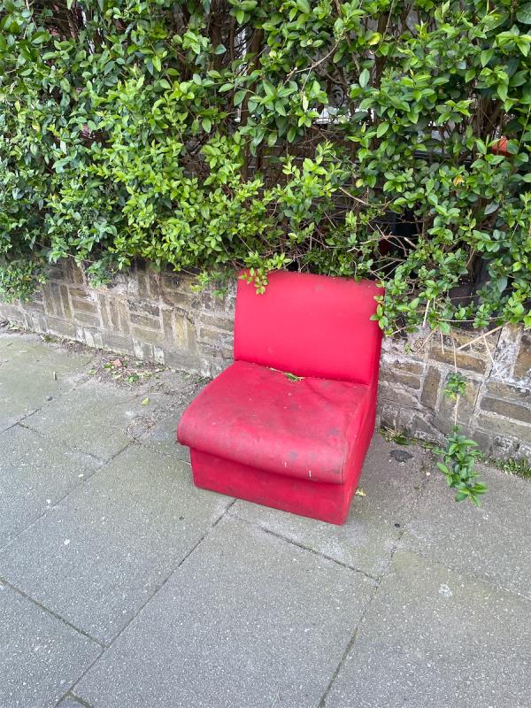 An armchair/small sofa has been disposed on the pavement.-53 Nelson Street, East Ham, London, E6 2QA