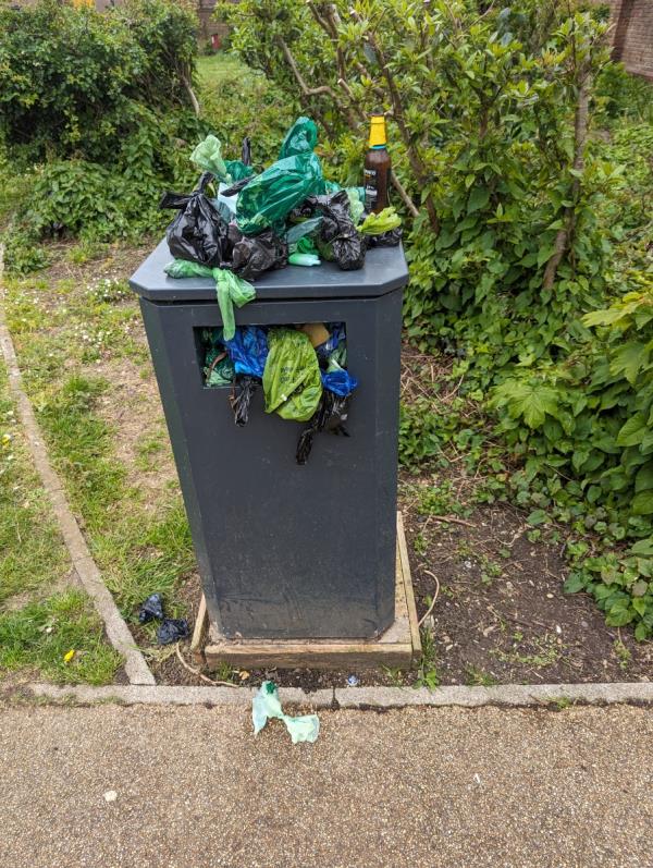 Overflowing bin, growing more day by day, has been ignored for a while-57 Berthon Street, Deptford, SE8 3EB