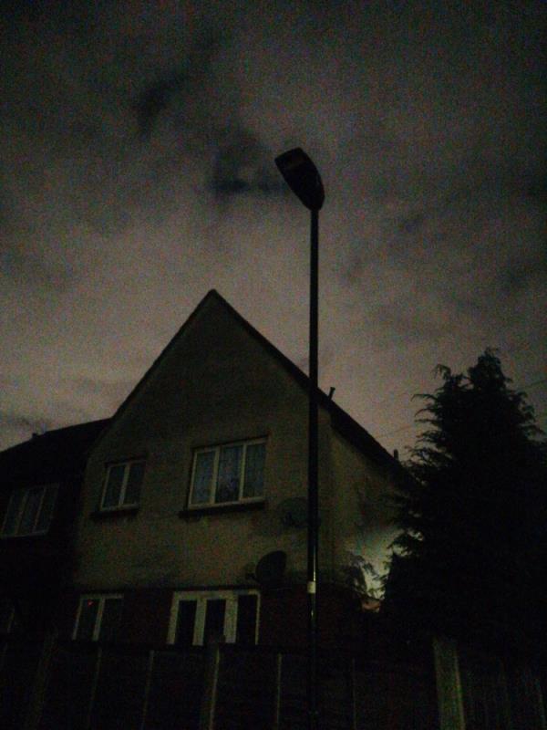 Lamp post 2 Porter Road light out -100 Savage Gardens, Beckton, E6 5PU, England, United Kingdom