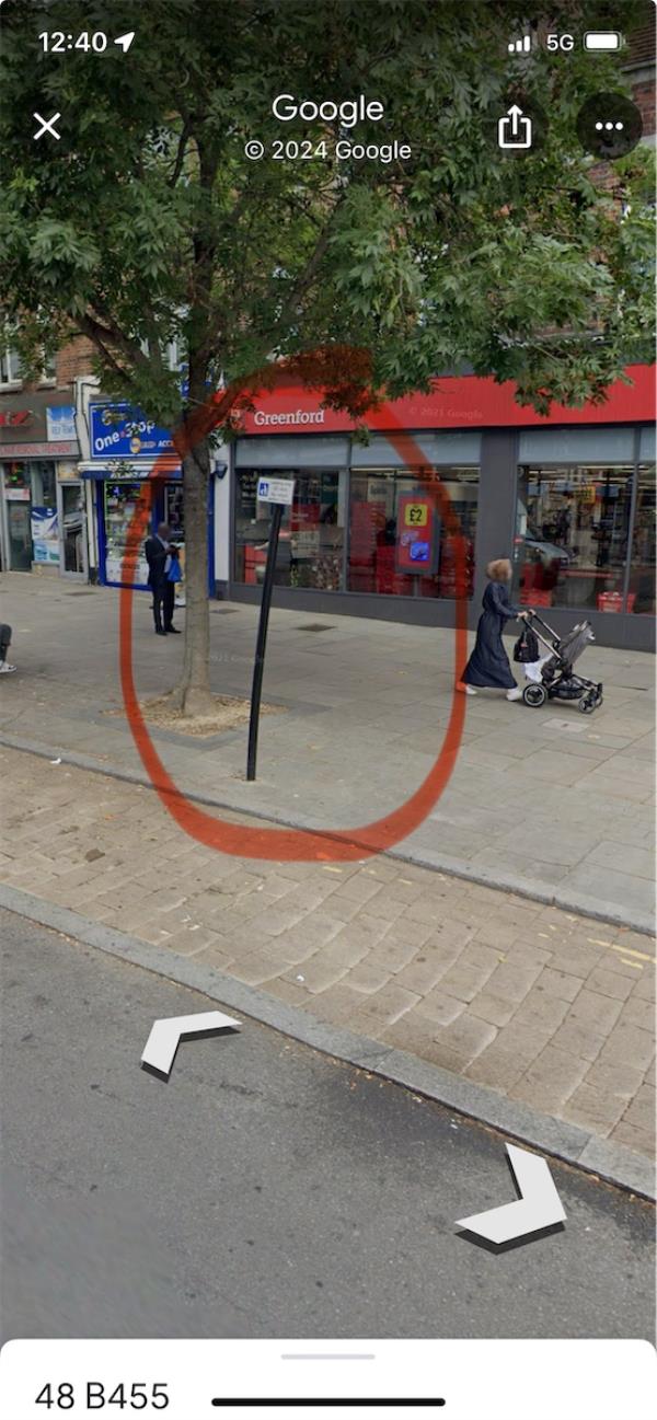 Pole knocked over outside Iceland Greenford Broadway -48-50 The Broadway, Greenford, UB6 9PT