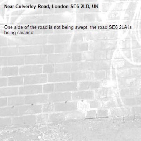 One side of the road is not being swept, the road SE6 2LA is being cleaned-Culverley Road, London SE6 2LD, UK