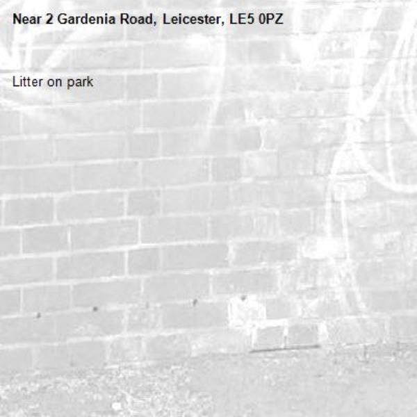 Litter on park-2 Gardenia Road, Leicester, LE5 0PZ