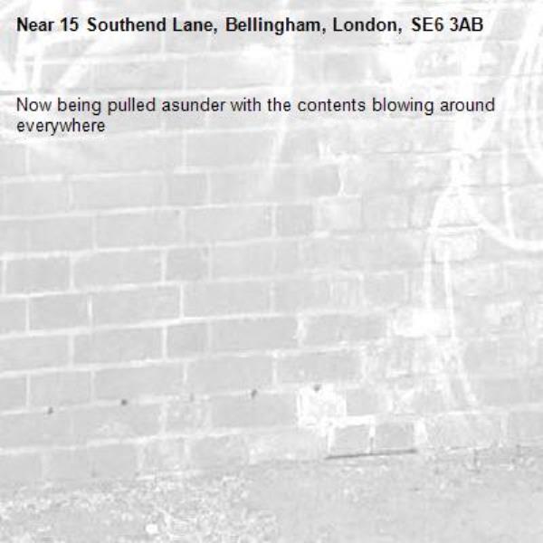 Now being pulled asunder with the contents blowing around everywhere -15 Southend Lane, Bellingham, London, SE6 3AB