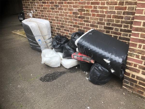 31-41.! Please clear flytip from side of block-29 Battersby Road, London, SE6 1SA