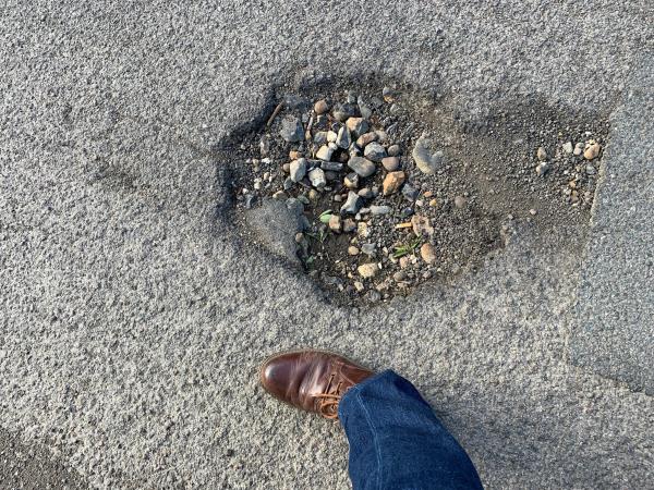 There are a number of potholes in Barrington Road. The largest is outside no. 36 (see photo)-36 Barrington Road, Hornsey, London, N8 8QS