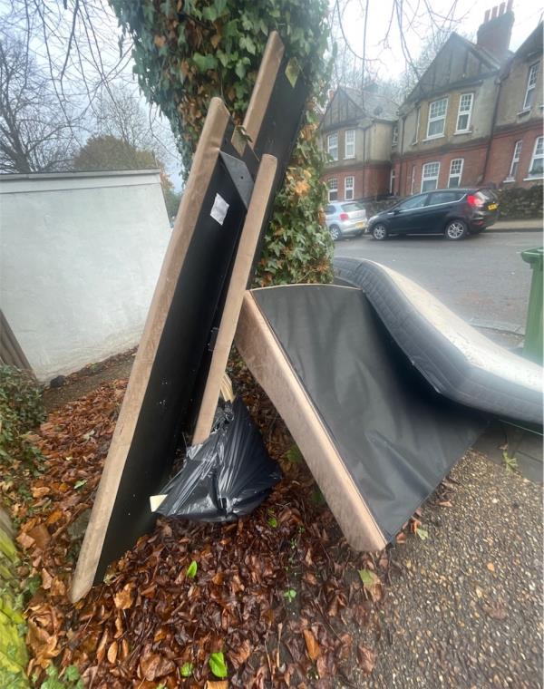 Hi reporting this again as this has been dropped on our property I reported it before and only the mattress was taken ? -47 Shifford Path, London, SE23 2XE