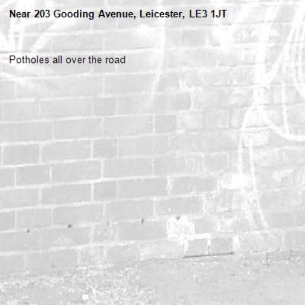 Potholes all over the road -203 Gooding Avenue, Leicester, LE3 1JT