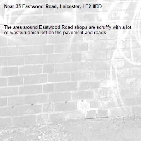 The area around Eastwood Road shops are scruffy with a lot of waste/rubbish left on the pavement and roads -35 Eastwood Road, Leicester, LE2 8DD