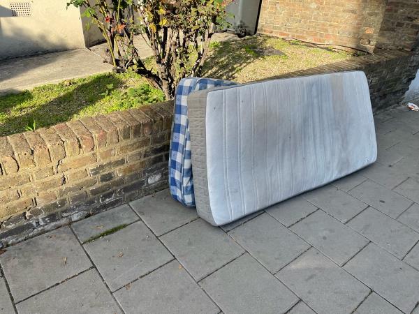 2 mattress left by side of road -171a Drakefell Road, Telegraph Hill, SE4 2DT, England, United Kingdom
