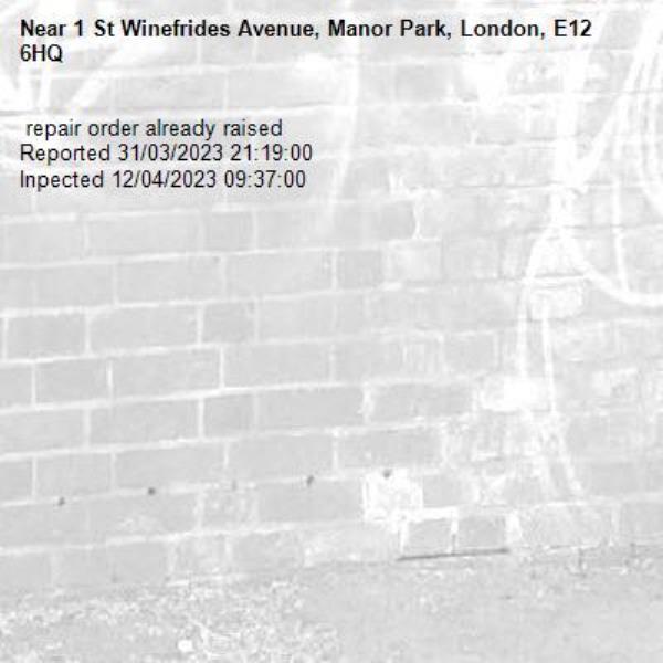  repair order already raised
Reported 31/03/2023 21:19:00
Inpected 12/04/2023 09:37:00-1 St Winefrides Avenue, Manor Park, London, E12 6HQ
