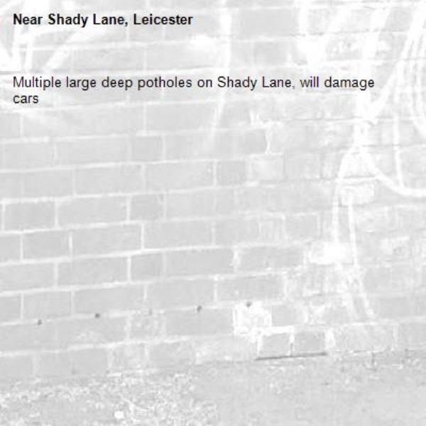 Multiple large deep potholes on Shady Lane, will damage cars-Shady Lane, Leicester