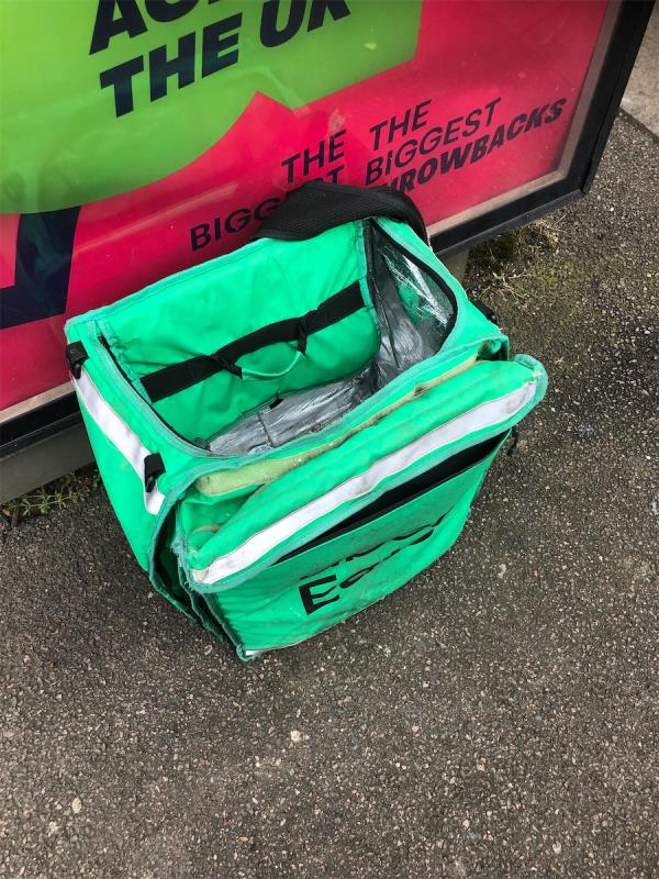 Please clear Uber east bag from side of bus stop-247 Downham Way, Bromley, BR1 5EL