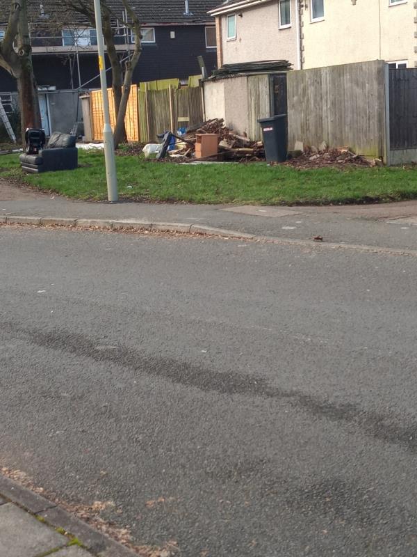 This rubbish contains varies sizes of wood bedroom cabinet and sofa. Items gradually added to through the the weeks. There's also a Wheely bin left there. This site is opposite 42/44 Cuffling Drive. Braunstone Frith-4 Carnoustie Road, New Parks, LE3 6UD, England, United Kingdom