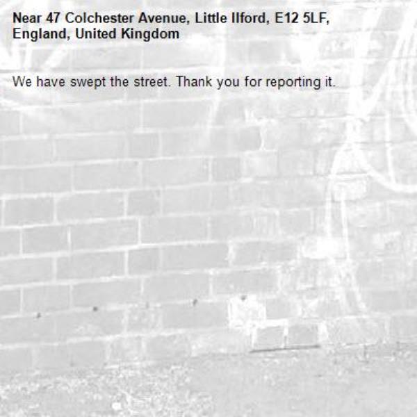 We have swept the street. Thank you for reporting it.-47 Colchester Avenue, Little Ilford, E12 5LF, England, United Kingdom
