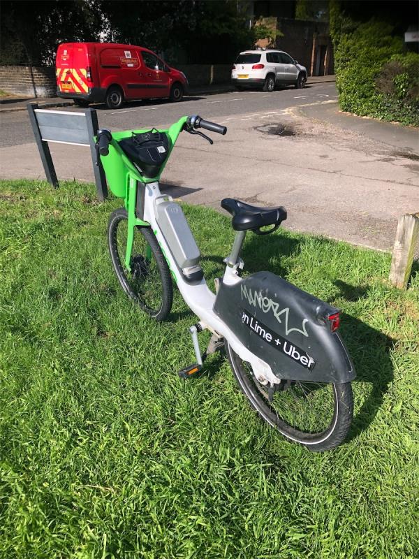 Junction of Dartmouth Hill. Please clear an abandoned Lime bike -Flat A1, 1 Dartmouth Terrace, Greenwich, London, SE10 8AX