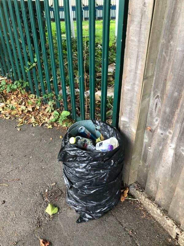 Remove dumped black bag from by sub station -3 Calmont Road, Downham, BR1 4BY, England, United Kingdom