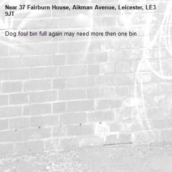 Dog foul bin full again may need more then one bin-37 Fairburn House, Aikman Avenue, Leicester, LE3 9JT