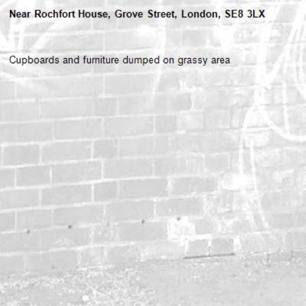 Cupboards and furniture dumped on grassy area-Rochfort House, Grove Street, London, SE8 3LX