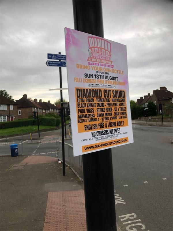 Junction of Dunfield Road. Please clear flypostering from traffic lights-109 Southend Lane, Bellingham, London, SE6 3RP