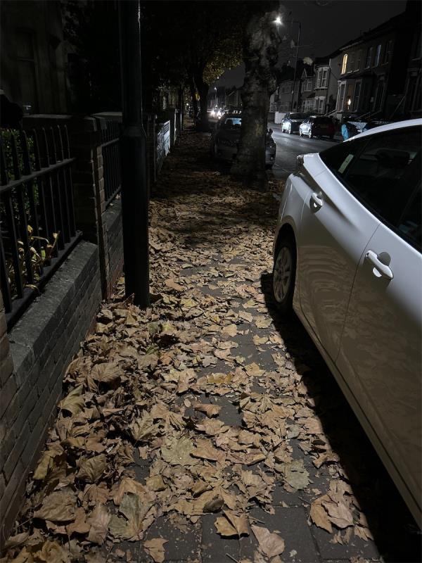 Stopford RD - even side high numbers pavement is very heavily covered in leaves -60A, Stopford Road, Plaistow, London, E13 0LZ
