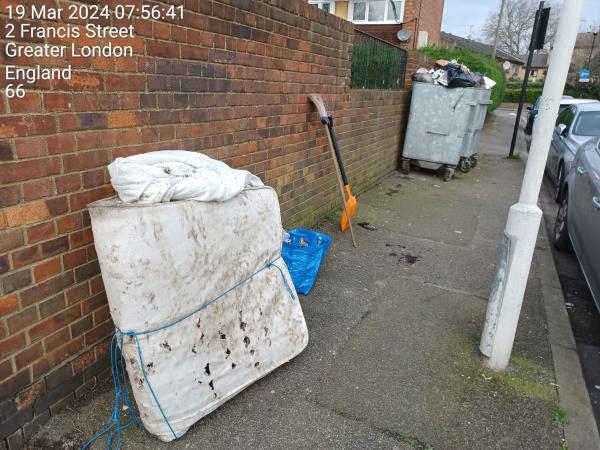 On the pavement next to the bins as usual....flytipping hot spot. -12 Francis Street, Stratford, London, E15 1JG