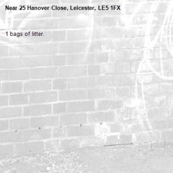 1 bags of litter. -25 Hanover Close, Leicester, LE5 1FX