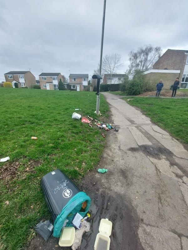 Large amount of rubbish on public footpath, mainly glass and some cans.-14 Fraser Avenue, Caversham, Reading, RG4 6RT