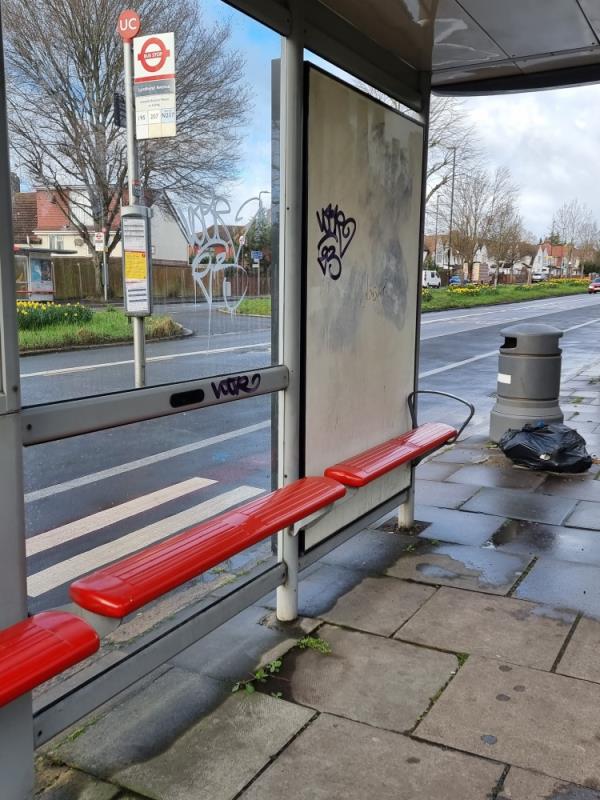 Grafitti on bus stop-176 Uxbridge Road, Southall, UB1 3DX