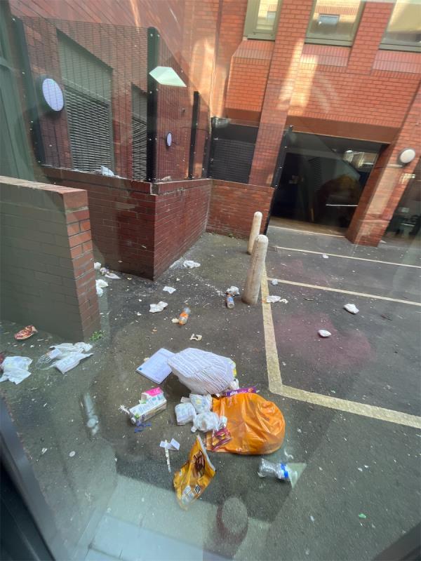 Again fly tipping rubbish behind our salon - dirty nappies, household rubbish left. -Ruby Reds, 5 Merchants Place, Reading, RG1 1DT