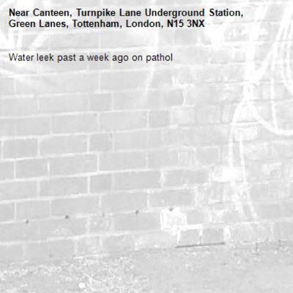 Water leek past a week ago on pathol -Canteen, Turnpike Lane Underground Station, Green Lanes, Tottenham, London, N15 3NX