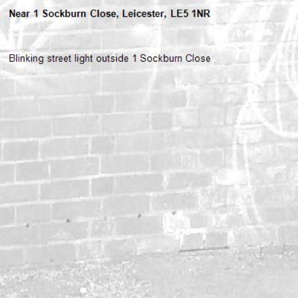 Blinking street light outside 1 Sockburn Close -1 Sockburn Close, Leicester, LE5 1NR