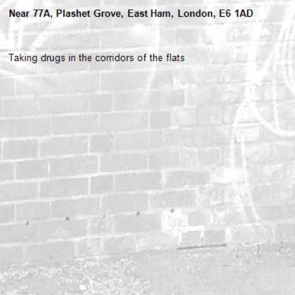 Taking drugs in the corridors of the flats -77A, Plashet Grove, East Ham, London, E6 1AD