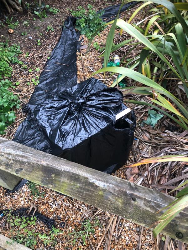Junction of Downham Way. Please clear black bags from corner plot-62 Headcorn Road, Bromley, BR1 4SG
