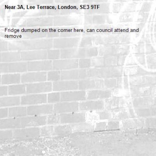 Fridge dumped on the corner here, can council attend and remove -3A, Lee Terrace, London, SE3 9TF