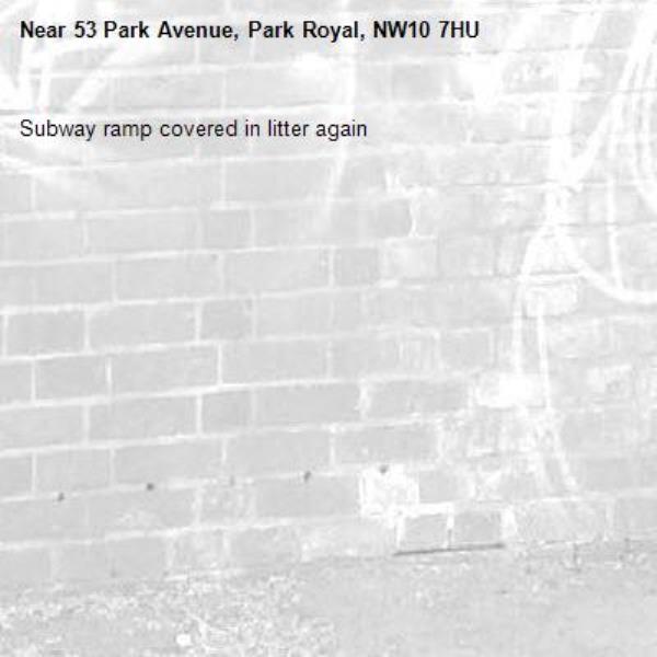 Subway ramp covered in litter again -53 Park Avenue, Park Royal, NW10 7HU