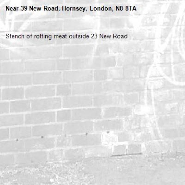 Stench of rotting meat outside 23 New Road-39 New Road, Hornsey, London, N8 8TA