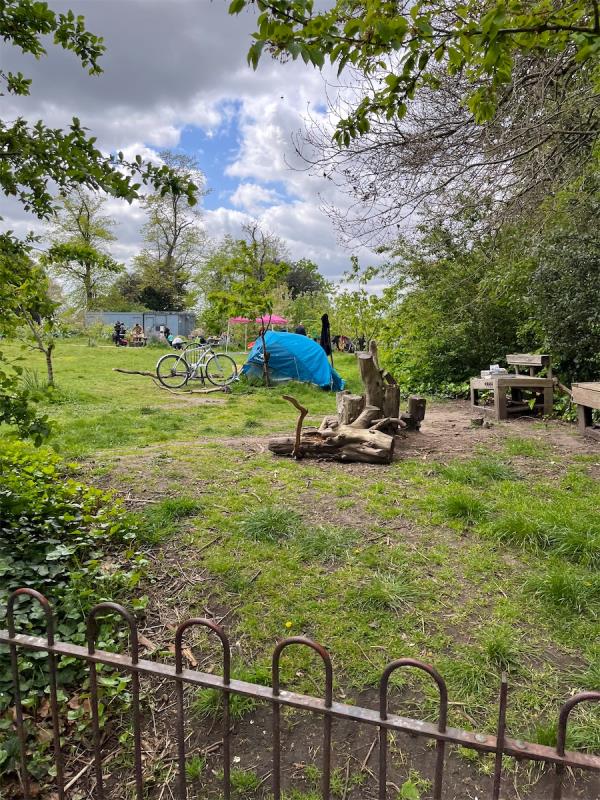 Tent and other items. Kids play here. It’s getting creepier and creepier -96 Stainton Road, London, SE6 1AR