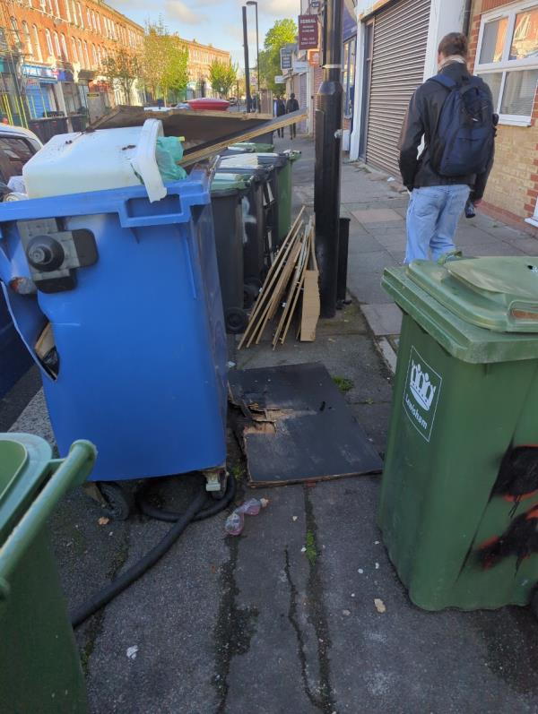 Fly tipped flat pack furniture-105A, Springbank Road, Hither Green, London, SE13 6SS
