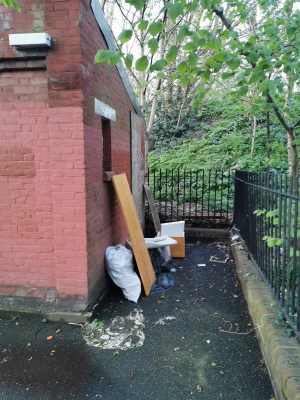 Fly tipping on the side of the abandoned loos close to brookiml part entrance-Flat 1 Parkview Apartments, 139 Brookmill Road, London, SE8 4JH