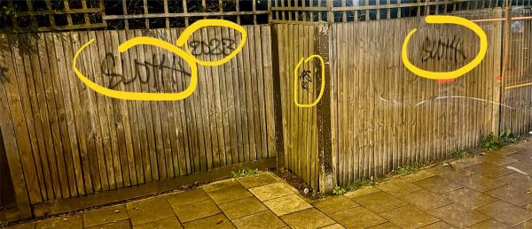 Graffiti needs removing from fence please.-1 Hoser Avenue, London, SE12 0UY