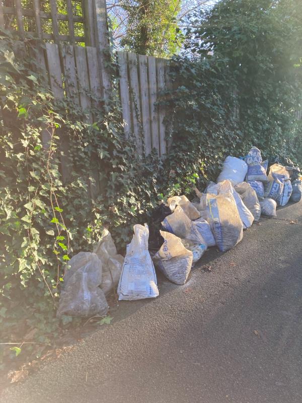 Several bags of building material, bricks, plasterboard etc dumped on the pavement on High Level Drive opposite the Community Centre. These bags were left by fly-tippers last week blocking the public walkway. Please could you arrange to remove. Many thanks. -80 High Level Drive, London, SE26 6BF