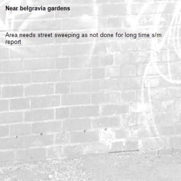 Area needs street sweeping as not done for long time s/m report-belgravia gardens