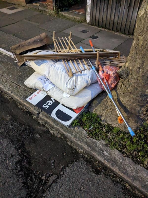 Furniture dumped on the pavement -8 Bolton Road, Stratford, London, E15 4JY