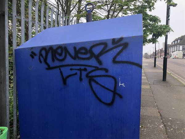 Remove graffiti from side of clothing bank-Rukhsana, 10 Randlesdown Road, Bellingham, London, SE6 3BT